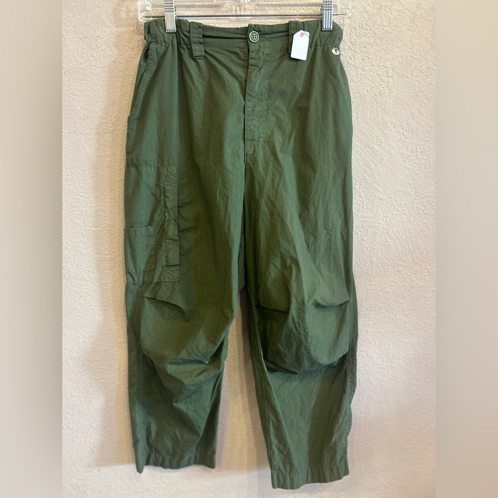 Kontatto Womens Cotton Cargo Pants Made in Italy Green Size Small High Rise